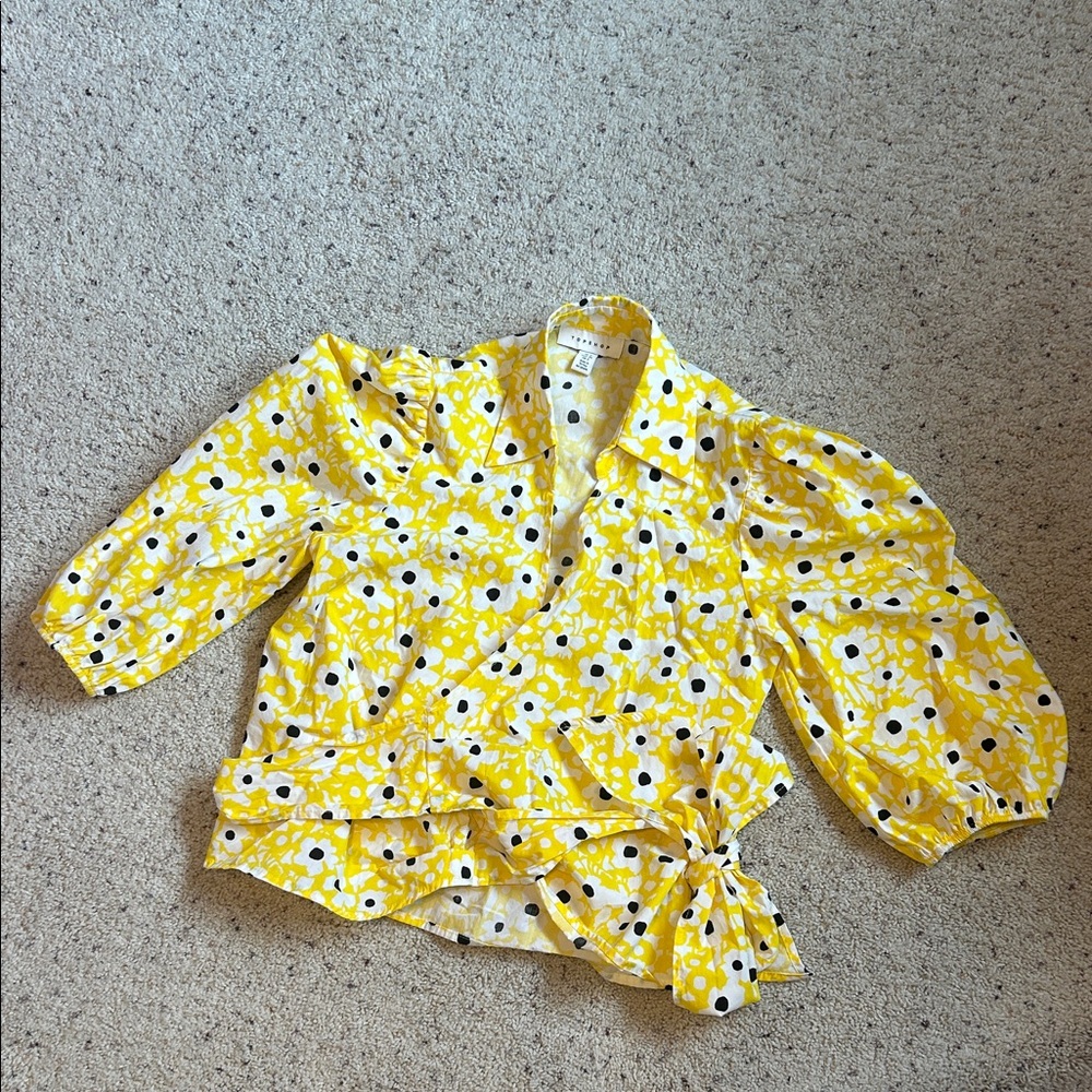 Topshop Yellow Floral Blouse